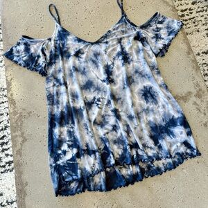 American Eagle Soft & Sexy Tie-Dye Cold Shoulder Top